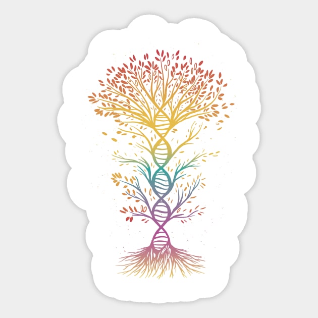 DNA Tee Tree of Life Genetics Biology Teacher Science Sticker by Popculture Tee Collection